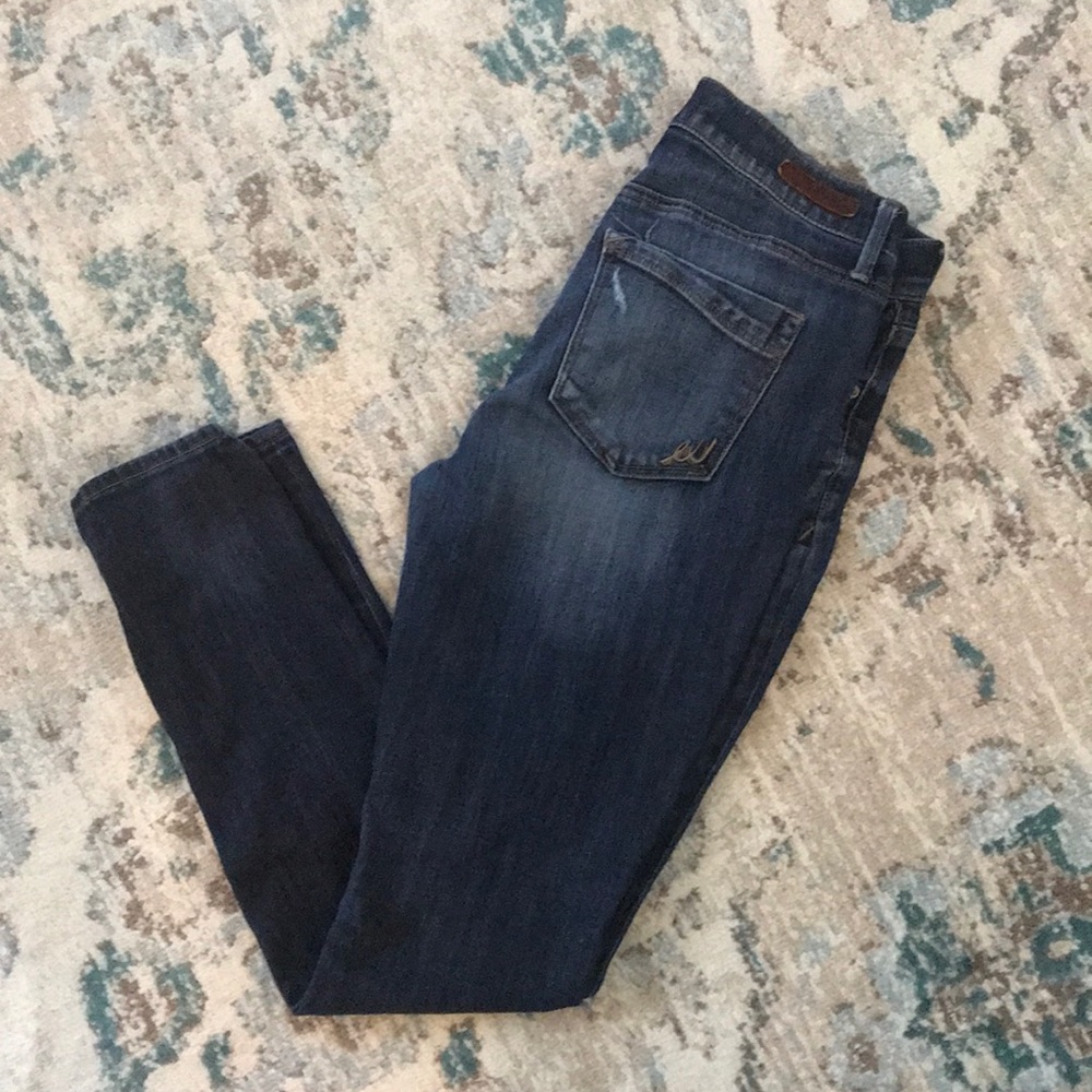 Express distressed legging mid rise jeans